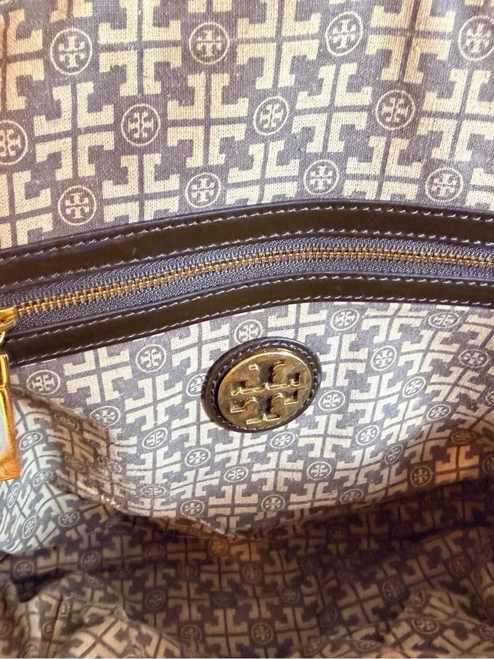 Tory Burch Brown Suede Leather Dome Satchel Gold Hardware Top Handle Bag